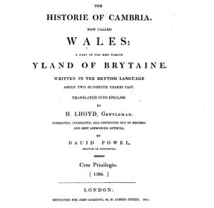 Humphrey Llwyd's Cronica Walliae, the first printed reference to Madoc's voyage. By David Powel [Public domain], via Wikimedia Commons
